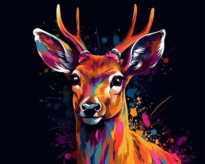 Bunte Hirsche in der Dunkelheit Diamond Painting