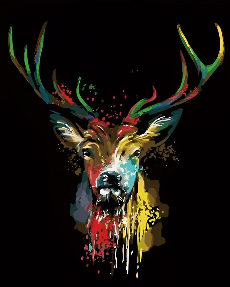 Bunte Hirsche in der Dunkelheit Diamond Painting