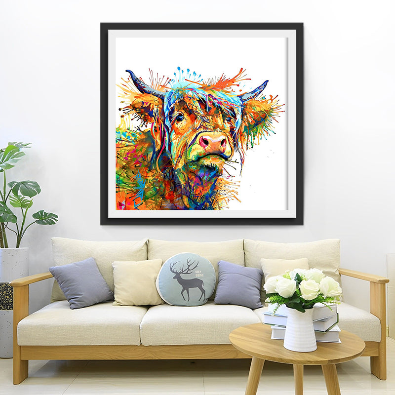 Bunte Hochlandrinder Diamond Painting