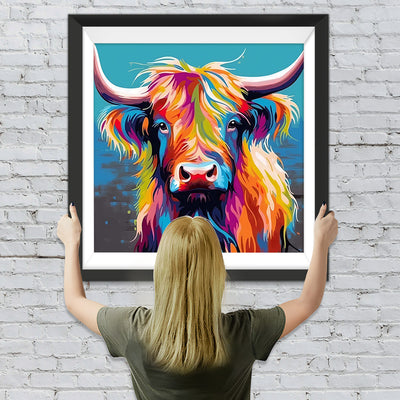 Bunte Hochlandrinder Diamond Painting