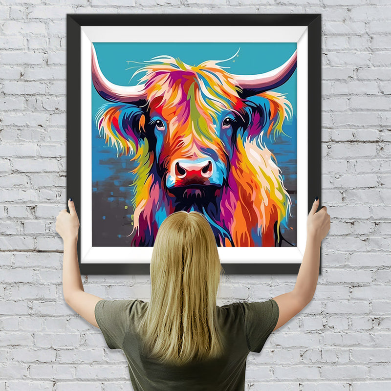 Bunte Hochlandrinder Diamond Painting