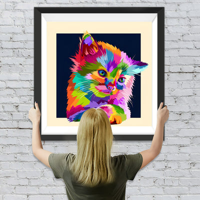 Bunte Katze im Dunkeln Diamond Painting