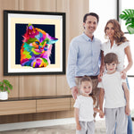 Bunte Katze im Dunkeln Diamond Painting