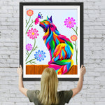 Bunte Katze und Chrysanthemen Diamond Painting