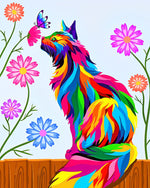 Bunte Katze und Chrysanthemen Diamond Painting
