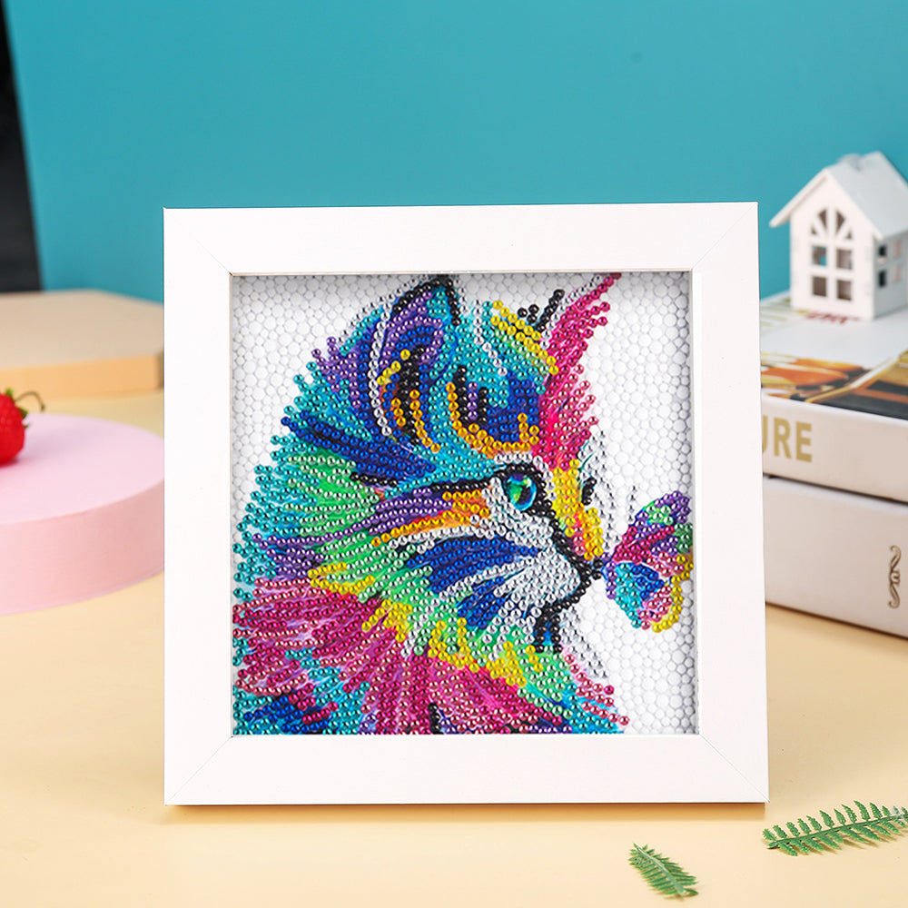 Bunte Katze und Schmetterling Mini-Kristallpünktchen Diamond Painting