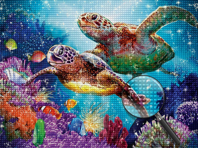 Bunte Korallen und Schildkröten Diamond Painting