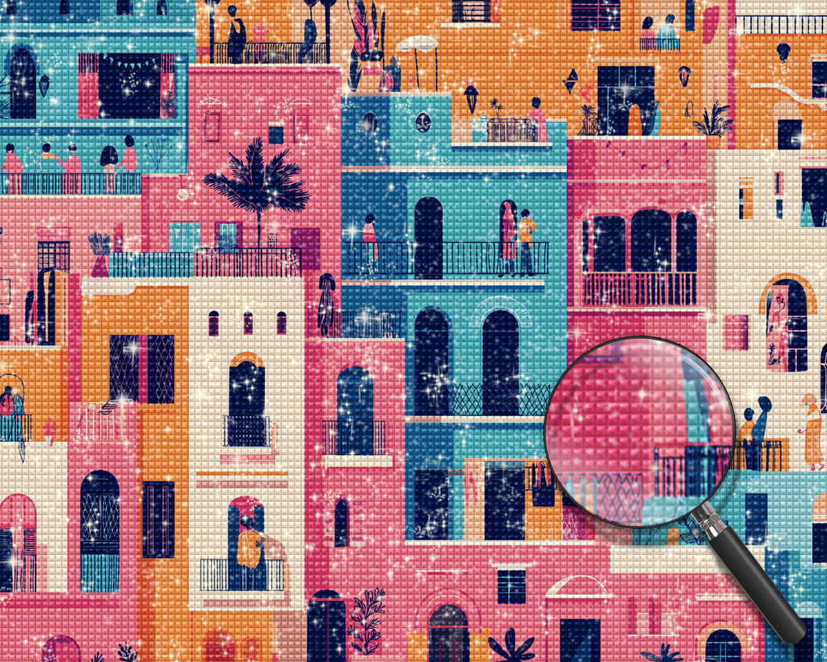 Bunte moderne Gebäude Diamond Painting