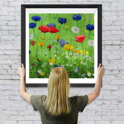 Bunte Mohnblumen und Gänseblümchen Diamond Painting