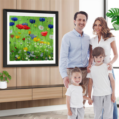 Bunte Mohnblumen und Gänseblümchen Diamond Painting