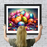 Bunte Ostereier und rosa Schleife Diamond Painting