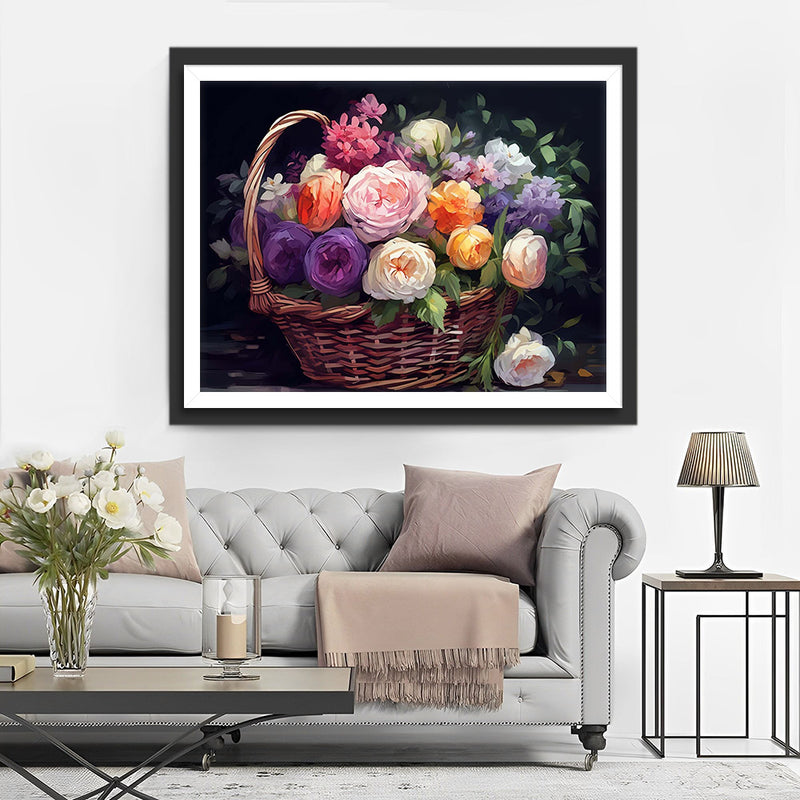 Bunte Rosen Korb Diamond Painting