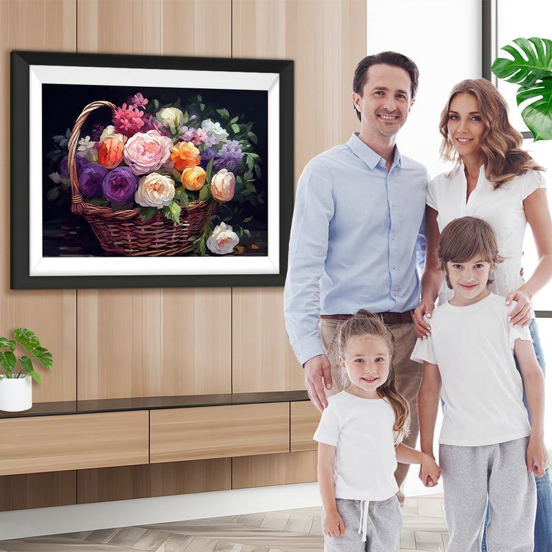 Bunte Rosen Korb Diamond Painting