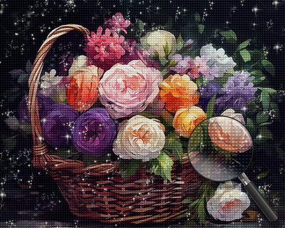 Bunte Rosen Korb Diamond Painting