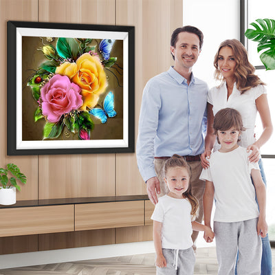 Bunte Rosen und Schmetterlinge Diamond Painting