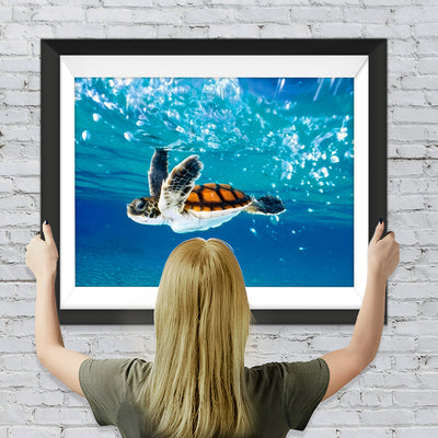 Bunte Schildkröte im tiefen Meer Diamond Painting