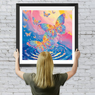 Bunte Schmetterlinge und Wasser Diamond Painting