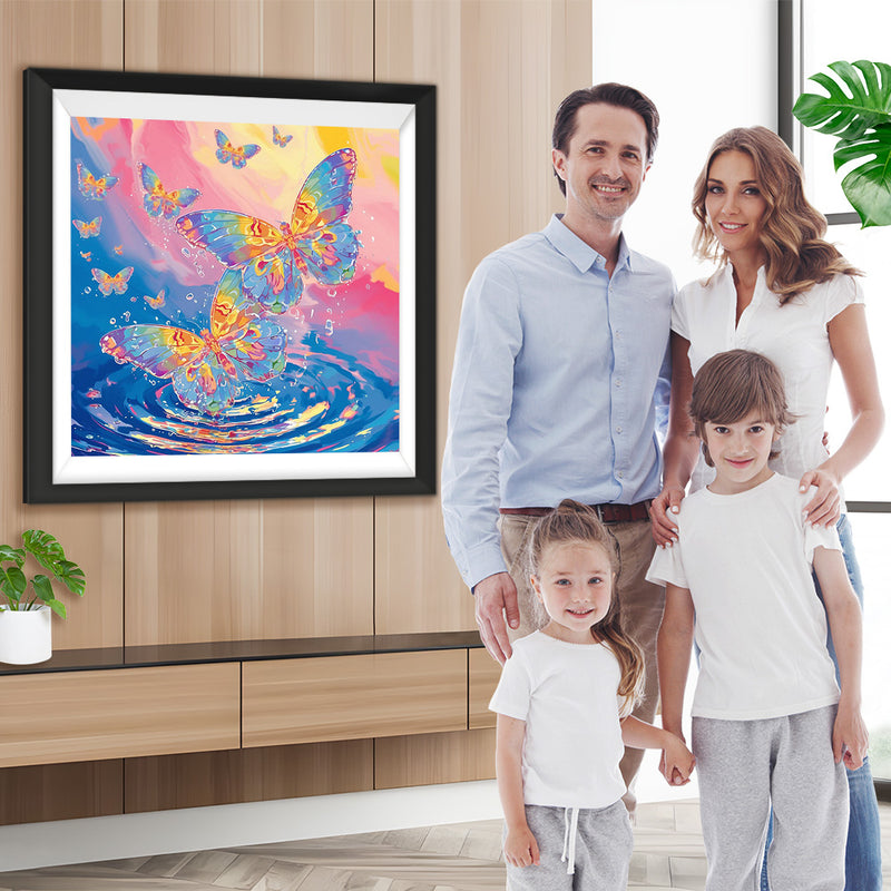 Bunte Schmetterlinge und Wasser Diamond Painting