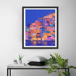 Bunte Stadt am Meer bei Nacht Diamond Painting