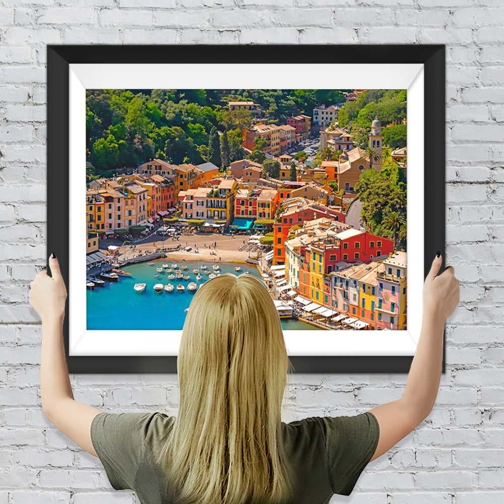 Bunte Stadt am Meer Diamond Painting