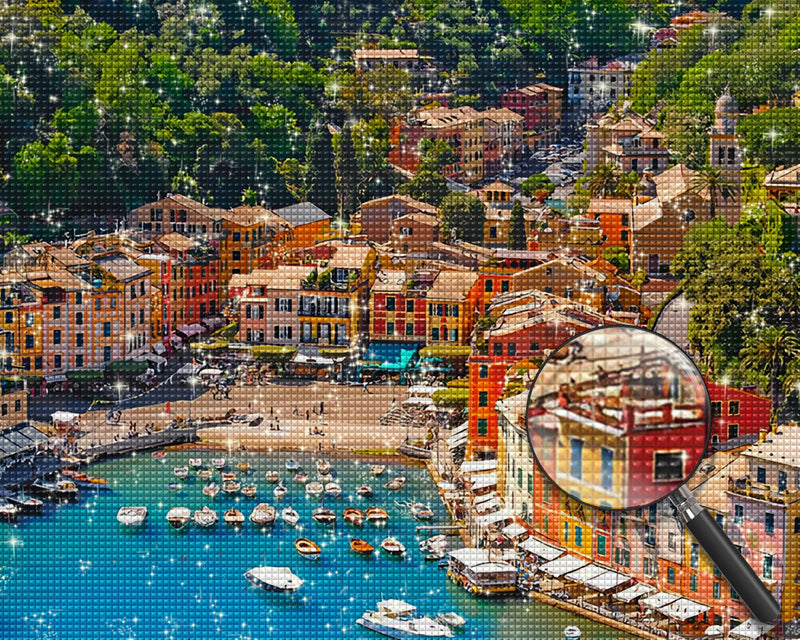 Bunte Stadt am Meer Diamond Painting