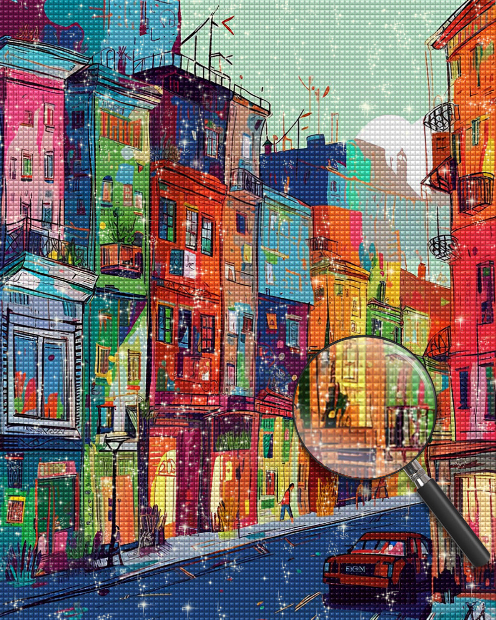 Bunte Stadtgebäude Diamond Painting