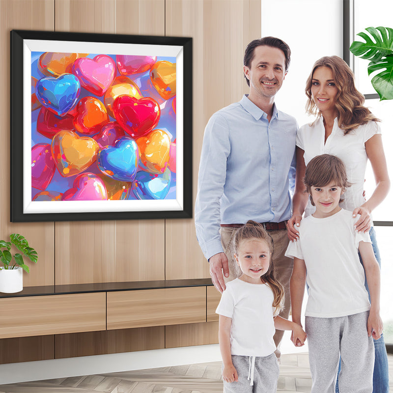 Bunte Steine in Herzform Diamond Painting