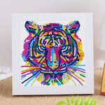Bunte Tiger Kopf Mini-Kristallpünktchen Diamond Painting