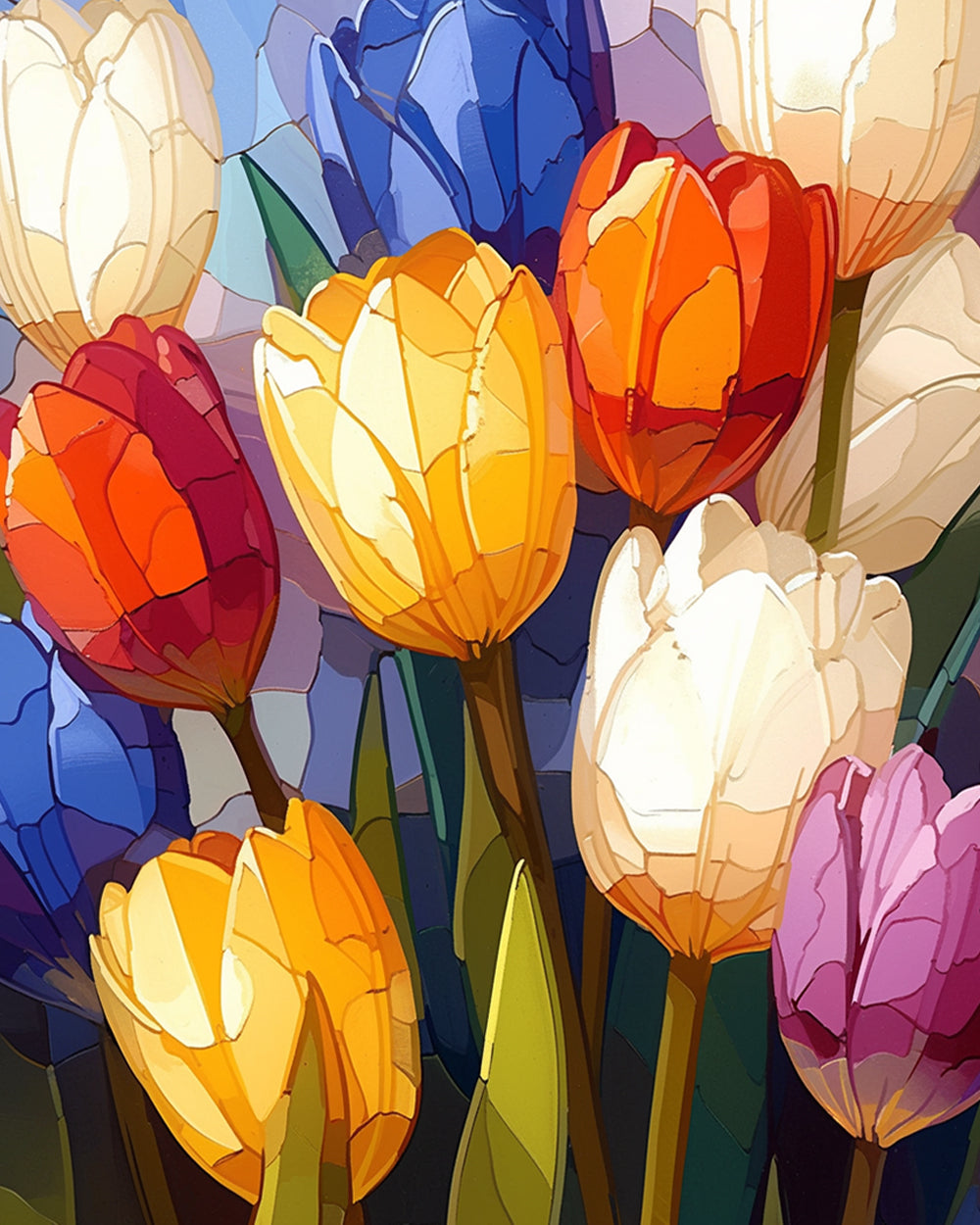 Bunte Tulpen Diamond Painting