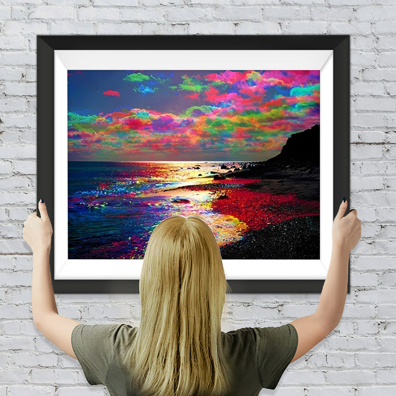 Bunte Wolken und Meer Diamond Painting