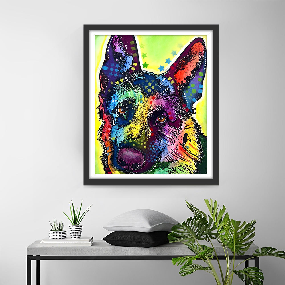 Bunter Deutscher Schäferhund Diamond Painting