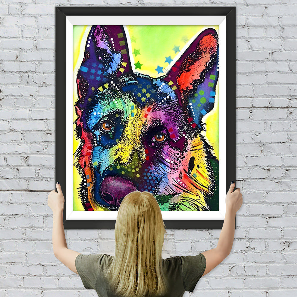 Bunter Deutscher Schäferhund Diamond Painting