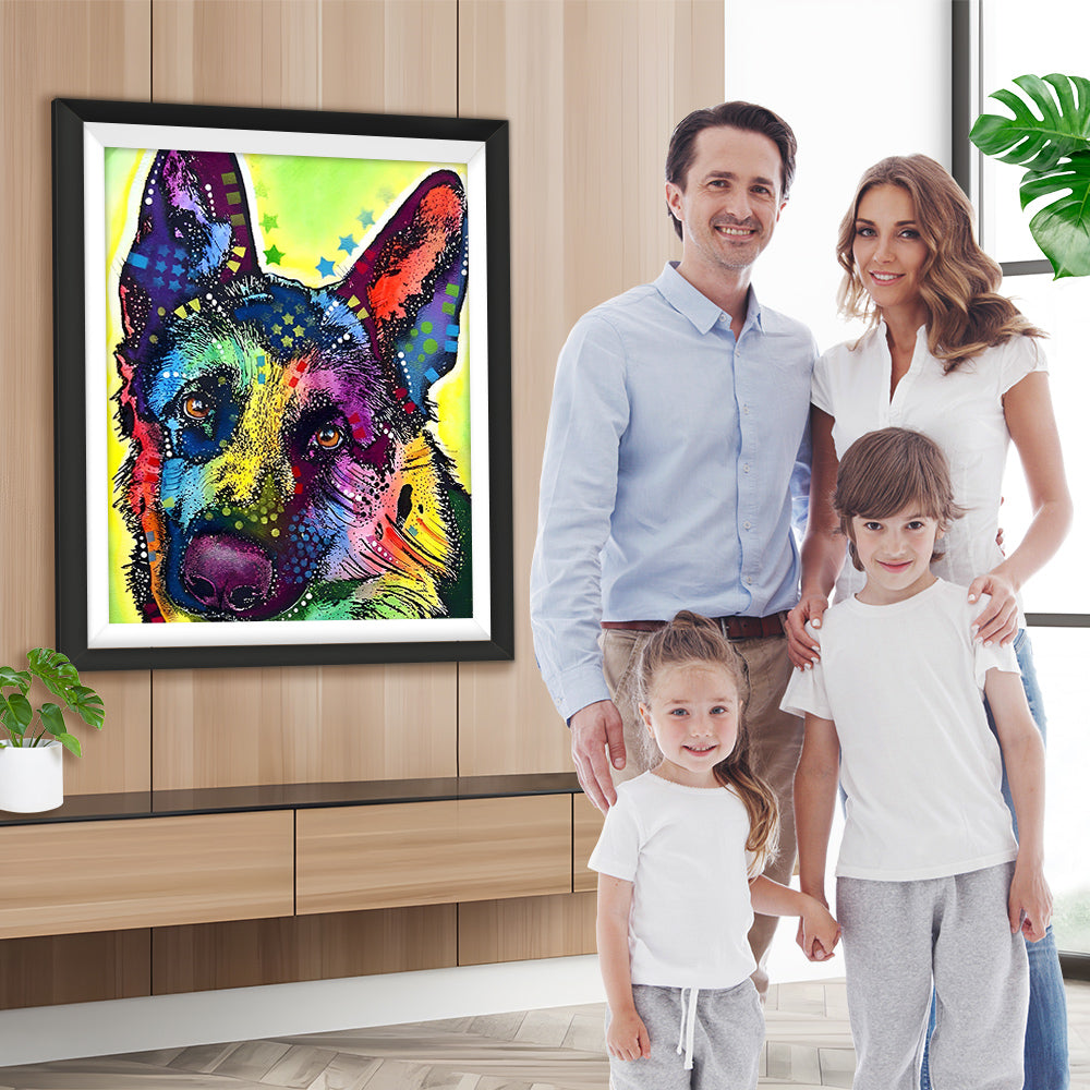 Bunter Deutscher Schäferhund Diamond Painting