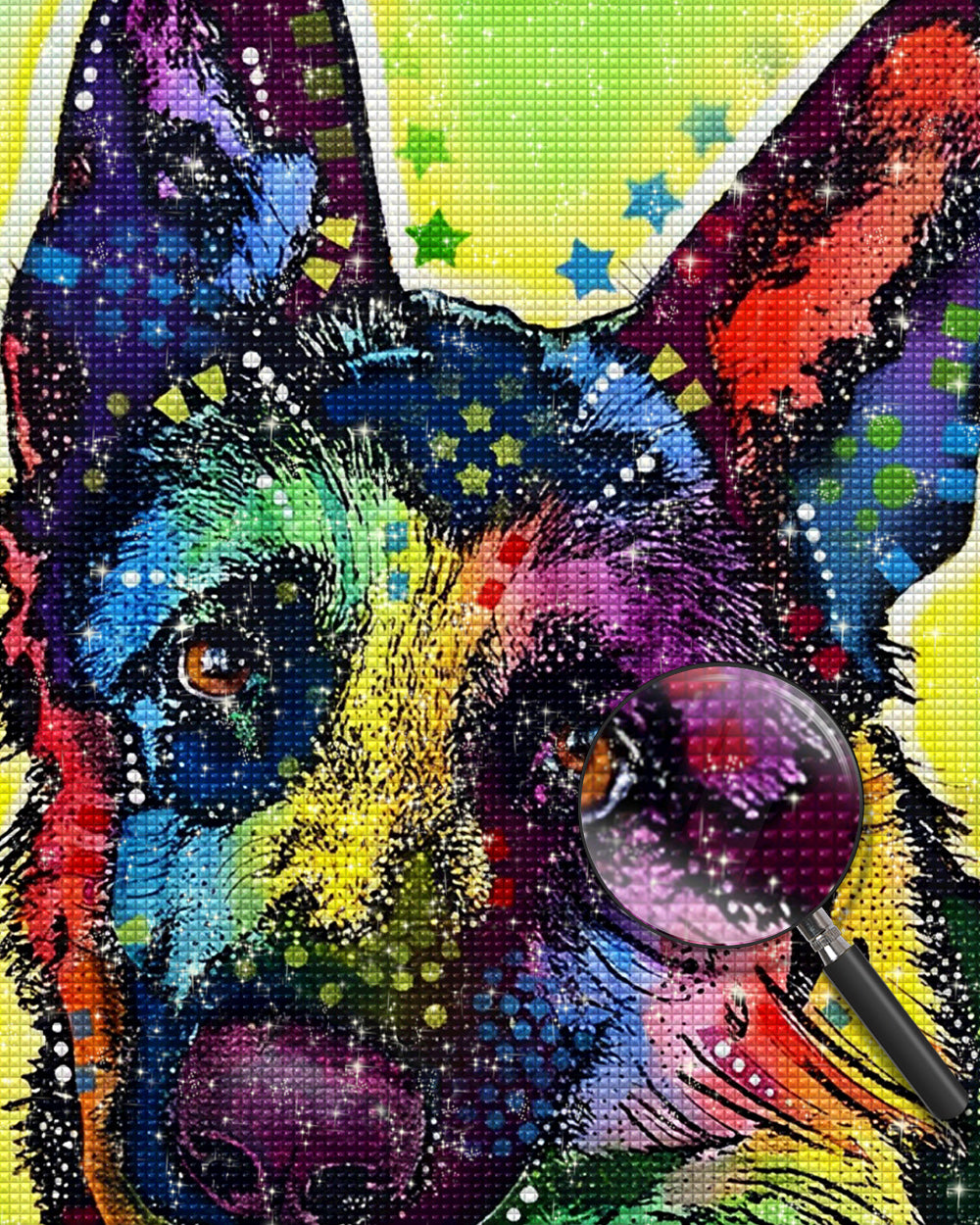 Bunter Deutscher Schäferhund Diamond Painting