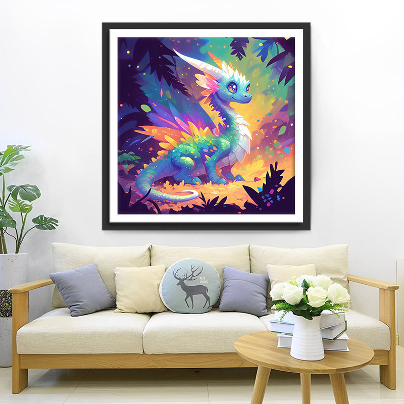 Bunter Drache im Dschungel Diamond Painting