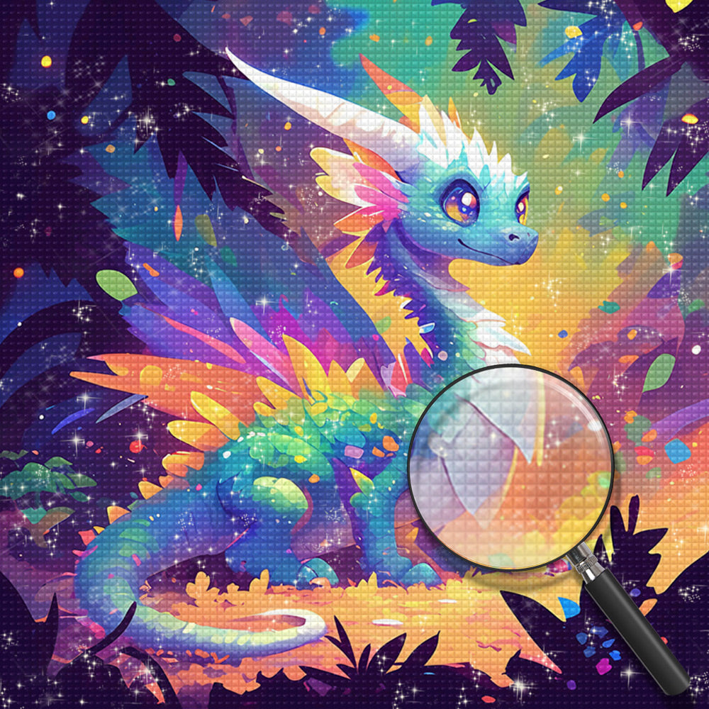 Bunter Drache im Dschungel Diamond Painting