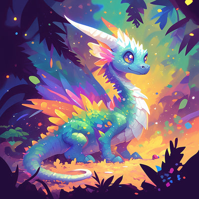 Bunter Drache im Dschungel Diamond Painting