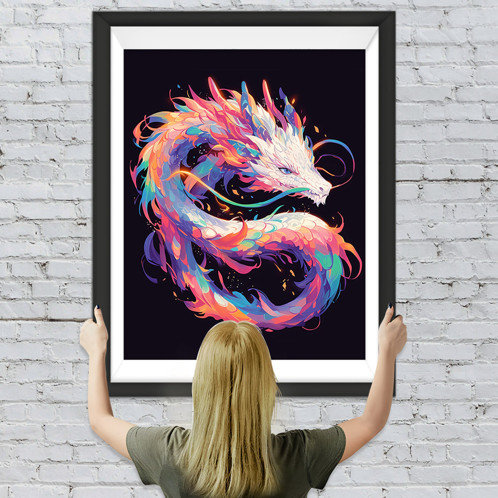 Bunter Drache in der Dunkelheit Diamond Painting