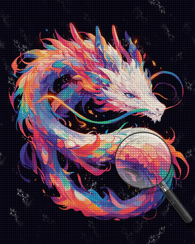 Bunter Drache in der Dunkelheit Diamond Painting