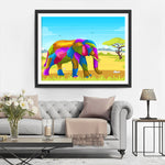 Bunter Elefant auf der Wiese Diamond Painting