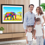 Bunter Elefant auf der Wiese Diamond Painting