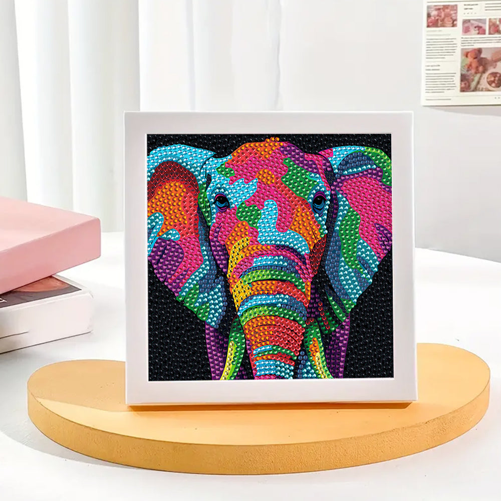 Bunter Elefantenkopf Mini-Kristallpünktchen Diamond Painting