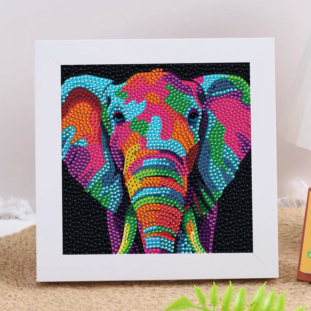 Bunter Elefantenkopf Mini-Kristallpünktchen Diamond Painting
