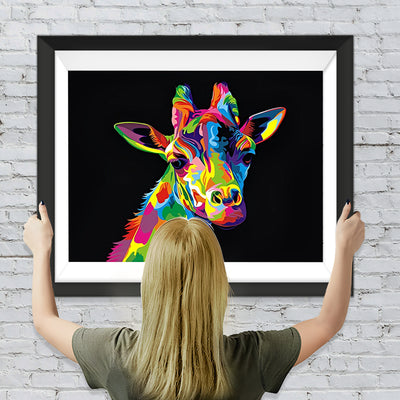 Bunter Giraffenkopf im Dunkeln Diamond Painting