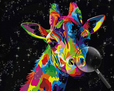 Bunter Giraffenkopf im Dunkeln Diamond Painting