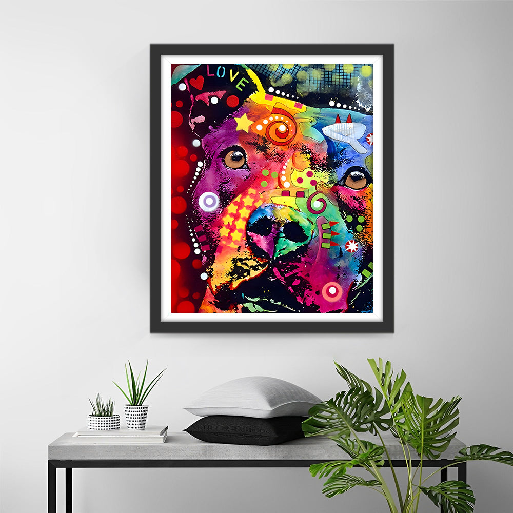 Bunter Hund im Pop Art Stil Diamond Painting