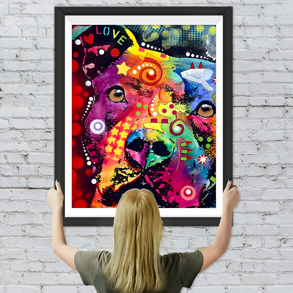 Bunter Hund im Pop Art Stil Diamond Painting