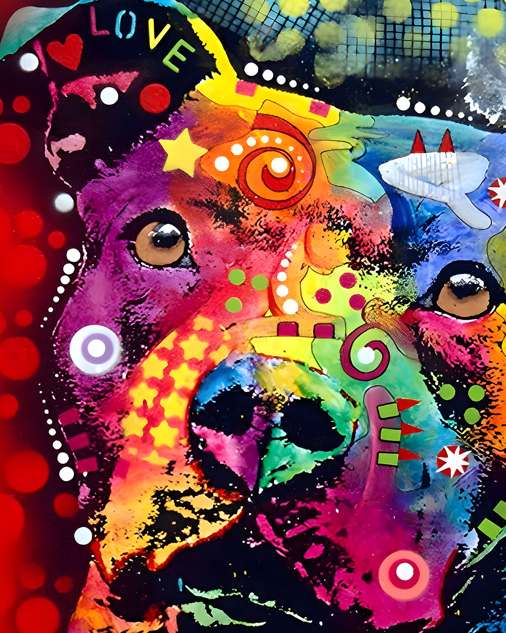 Bunter Hund im Pop Art Stil Diamond Painting