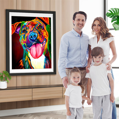 Bunter Hund mit herausgestreckter Zunge Diamond Painting