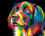 Bunter Hundekopf im Dunkeln Diamond Painting